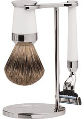 Erbe Shaving Shop Premium Design PARIS Dachshaar & Mach3 Edelharz weiß Rasiergarnitur Rasierset