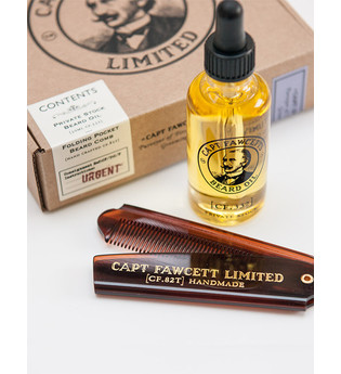 Captain Fawcett's Private Stock Beard Oil and Comb Set 1 stk