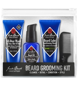Jack Black Beard Grooming Kit (Beard Wash 44mL, Beard Oil 30 mL, Beard Lupe Conditioning Shave 44 mL, Bartkamm) Bartpflegeset