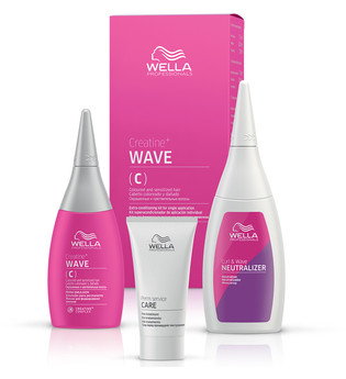 Wella Professionals Permanentes Styling Creatine + Wave Set für eine Komplettanwendung (C) Coloriertes und sensibles Haar: Permanente Well-Lotion 75 ml + Fixierung 100 ml + Vorbehandlung 30 m