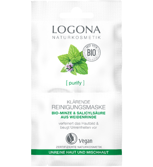 Logona Purify Klärende Reinigungsmaske Bio-Minze & Salicylsäure aus Weidenrinde Gesichtsmaske