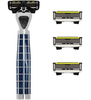 Shave Lab Herrenrasierer Tres Starter Set Arctic Blue P.6 Griff + 4 Klingen 1 Stk.