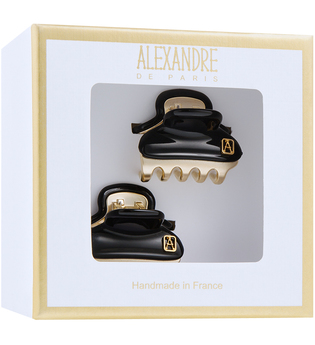 Alexandre de Paris Pince Vendôme Schwarz-Gold Haarspangen  2 Stk