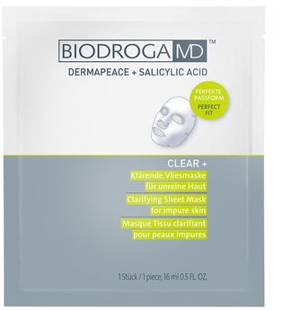 BIODROGA MD CLEAR+ Klärende Vliesmaske für unreine Haut Packung mit 5 x 16 ml