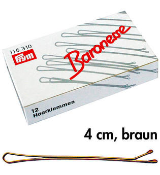 Baronesse Haarklemmen 4 cm 12er-Pack Braun