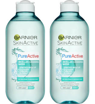 Garnier Pure Active Micellar Water Facial Cleanser Oily Skin 400ml Duo Pack