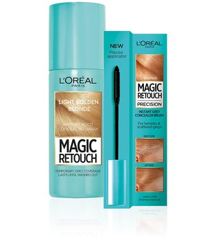 L'Oréal Paris Magic Retouch 9 Light Golden Blonde 75ml & Precision Instant Grey Concealer Brush Set