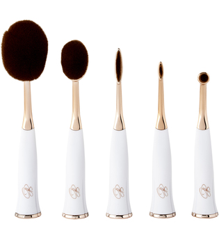 5 Piece Rose Gold & White Oval Magnetic Brush Set