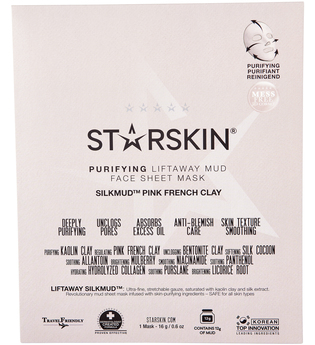 STARSKIN® SILKMUD™ Pink French Clay Purifying Liftaway Mud Face Sheet Mask