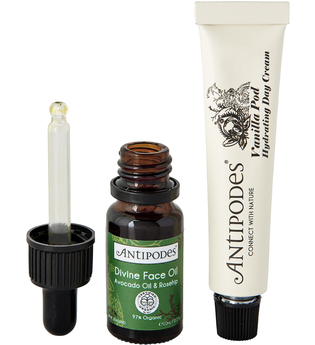 Antipodes Moisture Boost MINIs (Divine Face Oil Avocado Oil & Rosehip 10 ml, Vanilla Pod Hydrating Day Cream 15 ml)