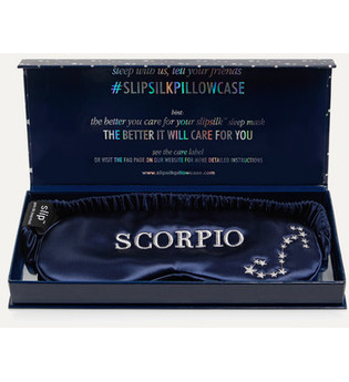 Slip - Scorpio Bestickte Schlafmaske Aus Maulbeerseide - Navy - one size