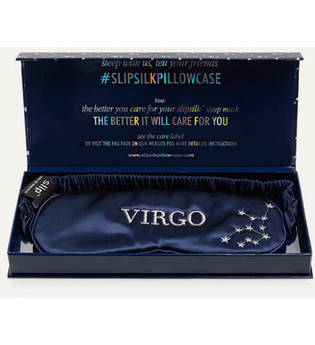 Slip - Virgo Bestickte Schlafmaske Aus Maulbeerseide - Navy - one size