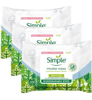 Simple Biodegradable Micellar Wipes 3 x 20 wipes