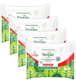 Simple Kind Defence Anti-Bacterial Cleansing Wipes 4 x 20 wipes
