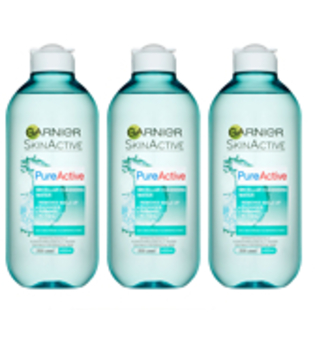 Garnier Pure Active Micellar Water facial cleanser Oily Skin 400ml (3 Pack)