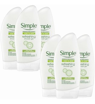 Simple Kind to Skin Refreshing Shower Gel with Cucumber Extract 6 x 250ml