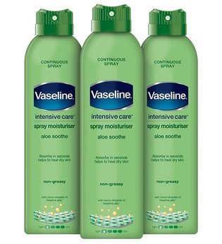 Vaseline Intensive Care Spray Moisturiser Aloe Sooth 3 x 190ml