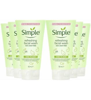 Simple Kind to Skin Refreshing Soap Free Facial Gel Wash 6 x 150ml
