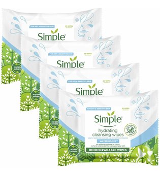 Simple Water Boost Hydrating Facial Cleansing Wipes 4 x 20 wipes