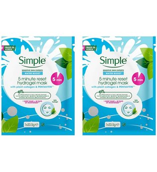 Simple Water Boost 5 Minute Reset Hydrogel Mask 2 x 33.5g