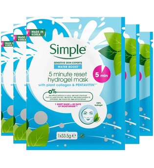 Simple Water Boost 5 Minute Reset Hydrogel Mask 5 x 33.5g