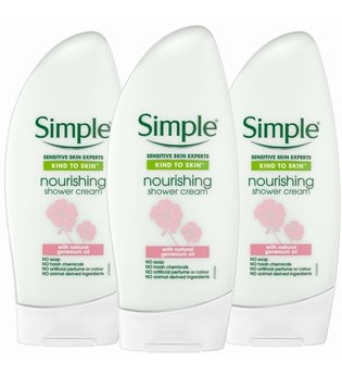 Simple Kind to Skin Nourishing Shower Cream With Geranium Oil 3 x 250ml
