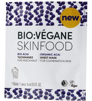 Bio:Végane Skinfood Bio Acai Tuchmaske für Mischhaut 1 Stck / 16 ml