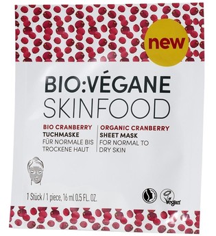 Bio:Végane Skinfood Bio Cranberry Tuchmaske für normale bis trockene Haut 1 Stk. / 16 ml