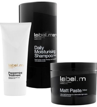 Aktion - Label.Men Daily Moisturising Shampoo + Peppermint Treatment + Matt Paste Haarpflegeset