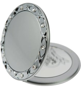 Fantasia Taschenspiegel, rund, Silber 10-fach Vergrößerung, Swarovski Elements, Ø 8,5 cm
