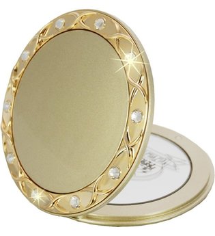 Fantasia Taschenspiegel, rund, Gold 10-fach Vergrößerung, Swarovski Elements, Ø 8,5 cm