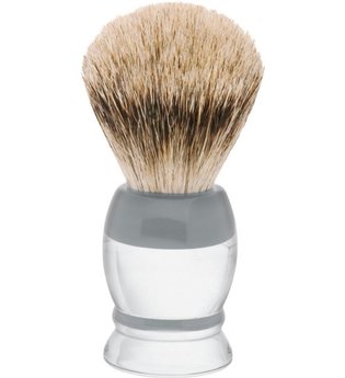 Becker Manicure Shaving Shop Rasierpinsel Rasierpinsel Dachshaar, Plastikgriff weiß grau groß 1 Stk.
