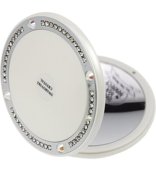 Fantasia Taschenspiegel weiß, Ø 10,5 cm 10-fach Vergrößerung, rund, Swarovski Elements