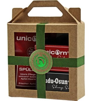 Unicorn Geschenk-Set mini-Apfel Haarseife 16g + sauer Spülung 10ml + Dudu Osun CLASSIC 25g grün Haarpflegeset