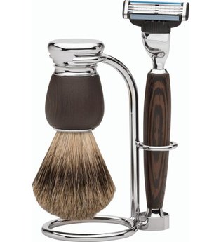 Erbe Shaving Shop Premium Design MILANO Rasiergarnitur Dachshaar & Mach3 Wengeholz Rasierset