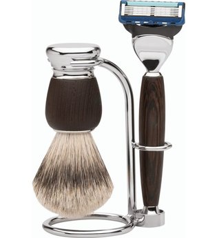 Erbe Shaving Shop Premium Design MILANO Rasiergarnitur Silberspitz & Fusion Wengeholz Rasierset