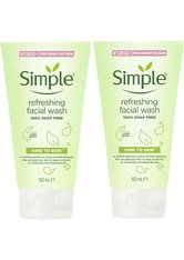Simple Kind to Skin Refreshing Soap Free Facial Gel Wash 2 x 150ml