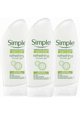 Simple Kind to Skin Refreshing Shower Gel with Cucumber Extract 3 x 250ml