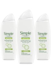 Simple Kind to Skin Refreshing Shower Gel with Cucumber Extract 3 x 500ml
