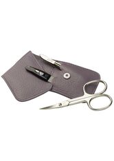 Erbe Collection dreiteiliges Manicure Set im Leder-Etui grau Maniküre-Set