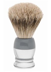 Becker Manicure Shaving Shop Rasierpinsel Rasierpinsel Dachshaar, Plastikgriff weiß grau klein 1 Stk.