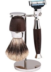 Erbe Shaving Shop Rasierset dreiteilig, Wengeholz/Chrom, Gillette Mach 3