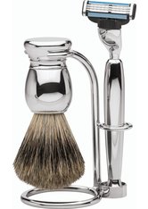 Erbe Shaving Shop Premium Design MILANO Rasiergarnitur Dachshaar & Mach3 Metall glänzend Rasierset