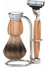 Erbe Shaving Shop Premium Design MILANO Rasiergarnitur Dachshaar & Mach3 Olivenholz Rasierset