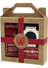 Unicorn Geschenk-Set mini-Apfel Haarseife 16g + sauer Spülung 10ml + Seifendose klein samtschwarz rot Haarpflegeset